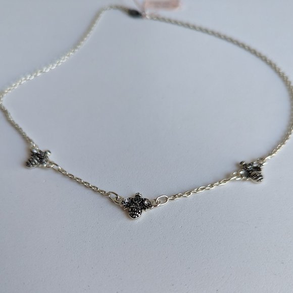 Bee Choker Necklace Sterling Silver 8.5" - Picture 5 of 9